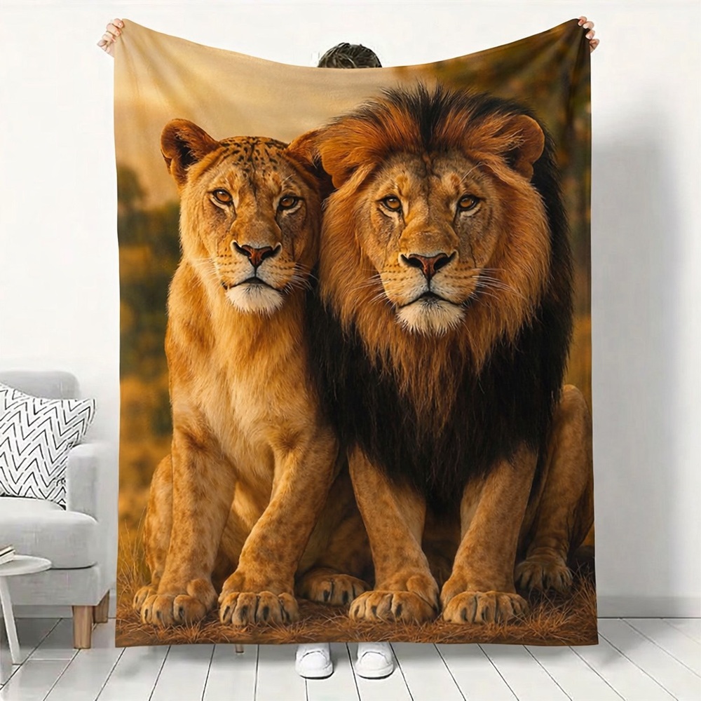 Lion Pair Fleece Throw Blanket - 50x60